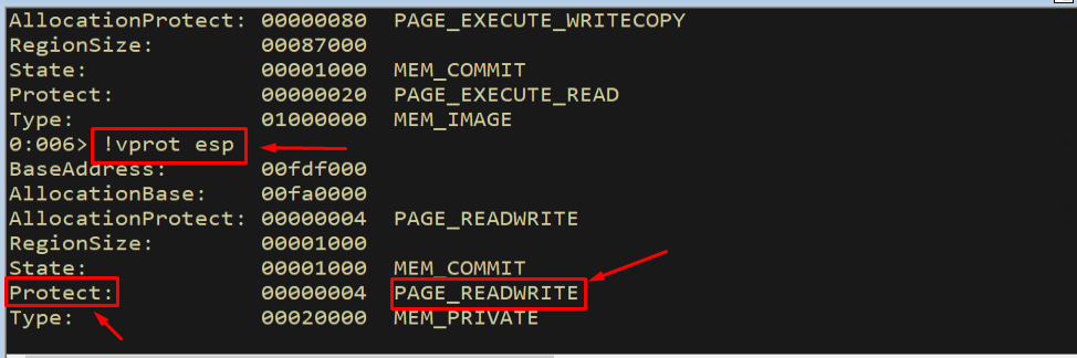 vprot esp showing PAGE_READWRITE