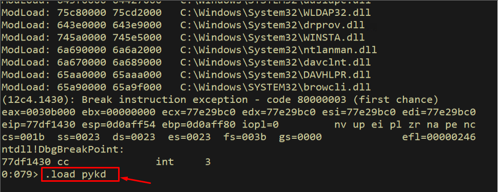 Loading Pykd extension