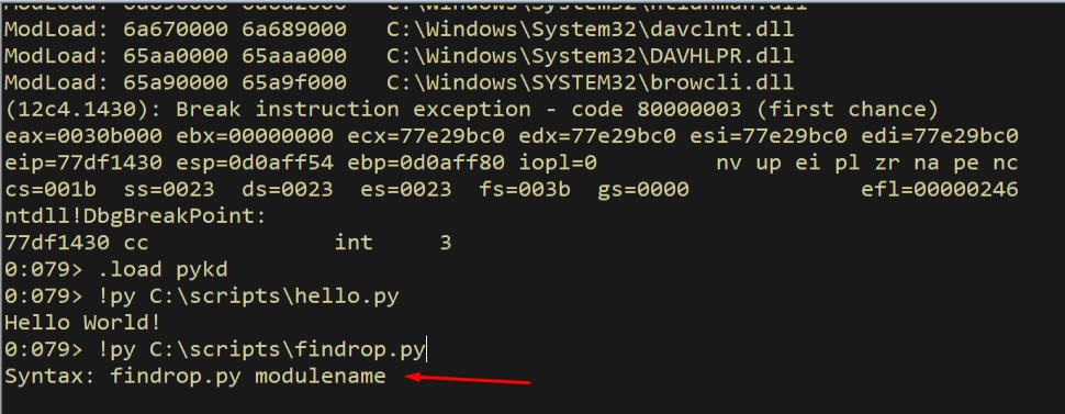Usage message output