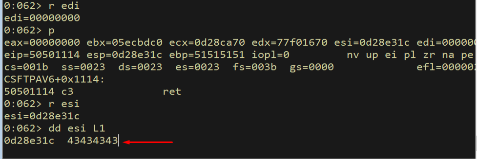 ESI points to buffer