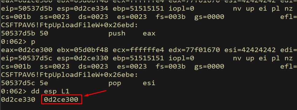 Stack shows skeleton address