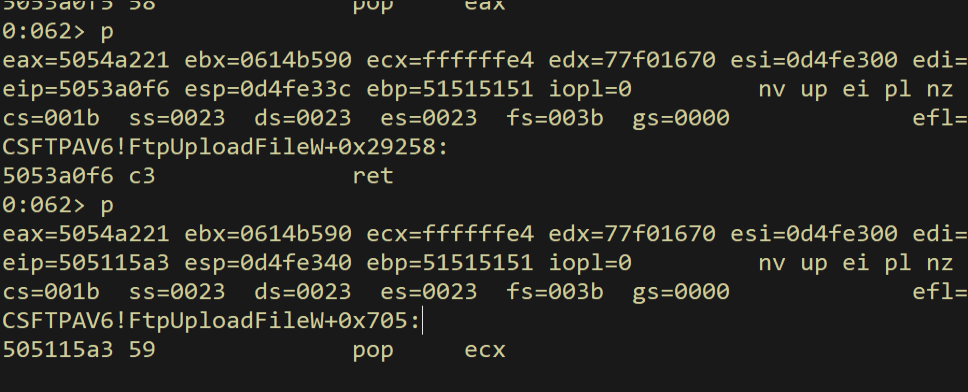 Continuing to pop ecx