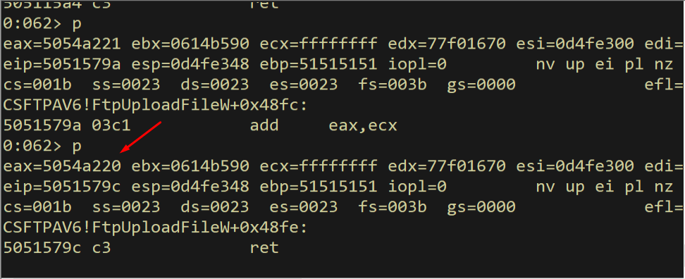 EAX = correct IAT address