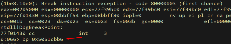 Breakpoint on write gadget