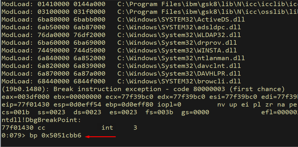 Breakpoint for dwSize write