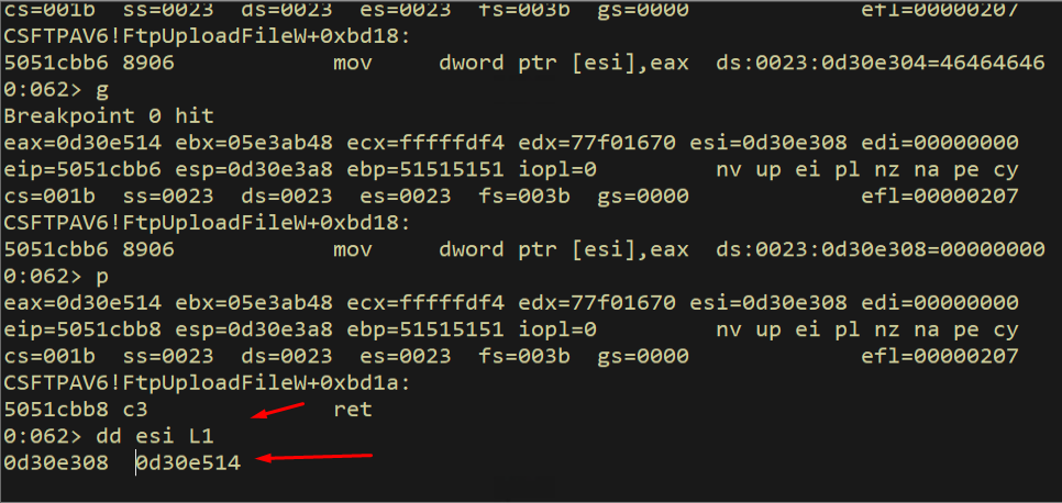 dwSize breakpoint hit