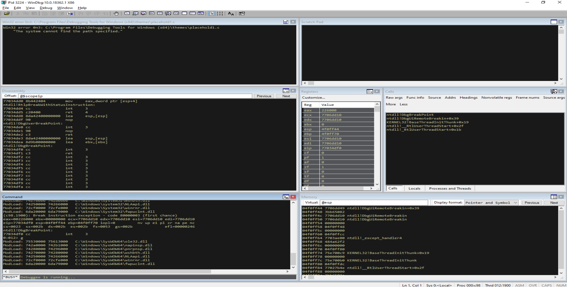WinDbg - the application does not crash; bad chars truncated the payload