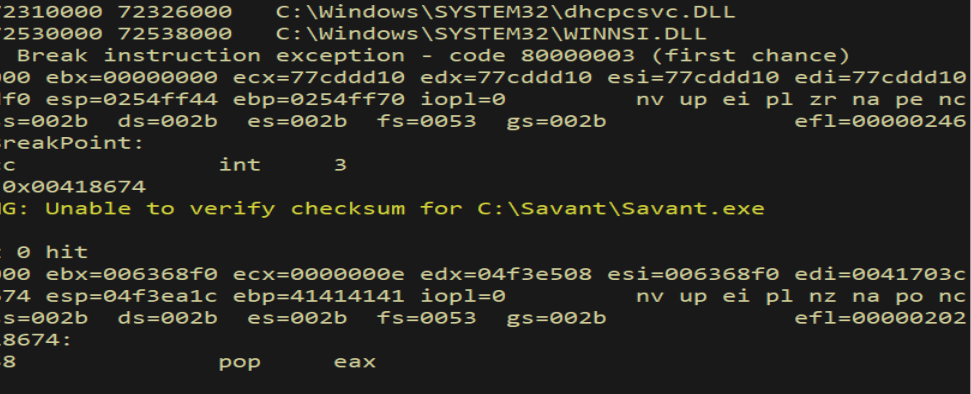 WinDbg - application crashes again