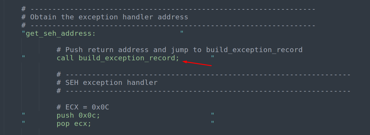 get_seh_address - CALL to build_exception_record