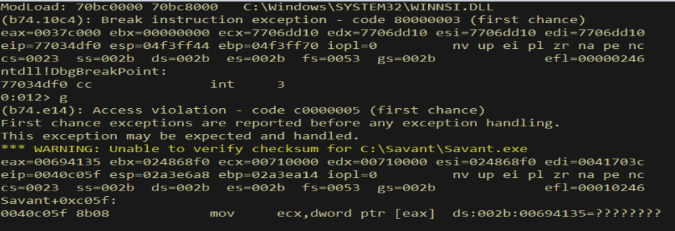 WinDbg - crash produces an unusual result, pattern does not align cleanly to EIP