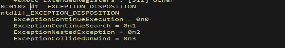 dt _EXCEPTION_DISPOSITION - ExceptionContinueExecution = 0