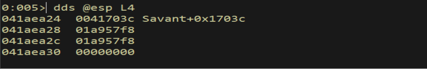 dds @esp L4 - stack before CALL