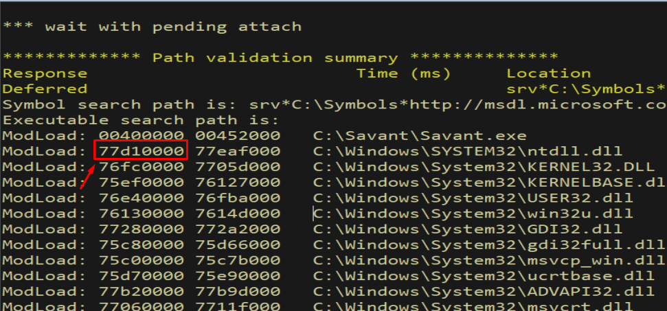 WinDbg - ntdll base differs from IDA's default rebase