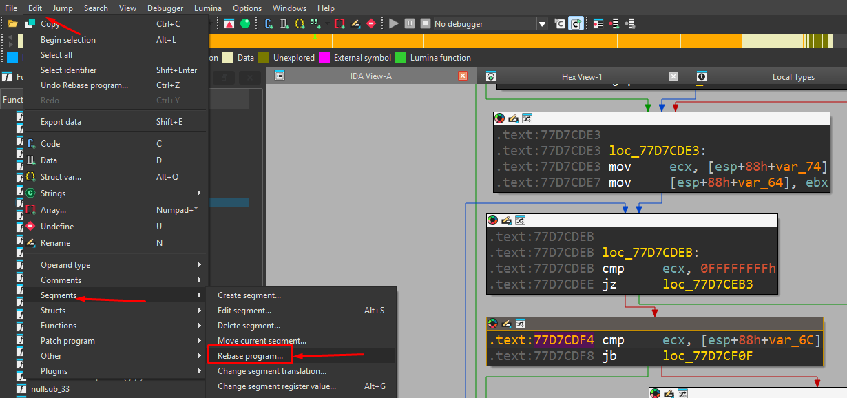IDA - Rebase Program dialog opened