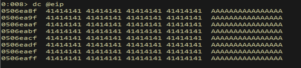 t; t - execution jumped into the A-buffer