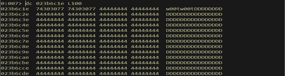 dc address - secondary buffer contents confirmed in memory
