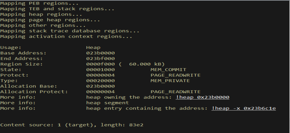 !address - MEM_COMMIT PAGE_READWRITE heap allocation