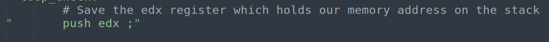 PUSH EDX - save current address before syscall