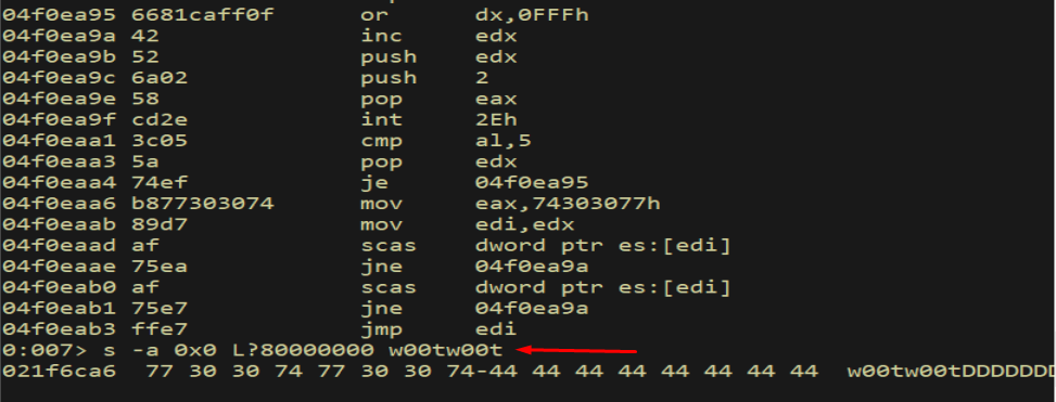 s -a - egg marker found in process memory
